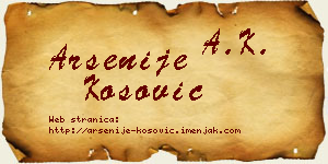 Arsenije Kosović vizit kartica